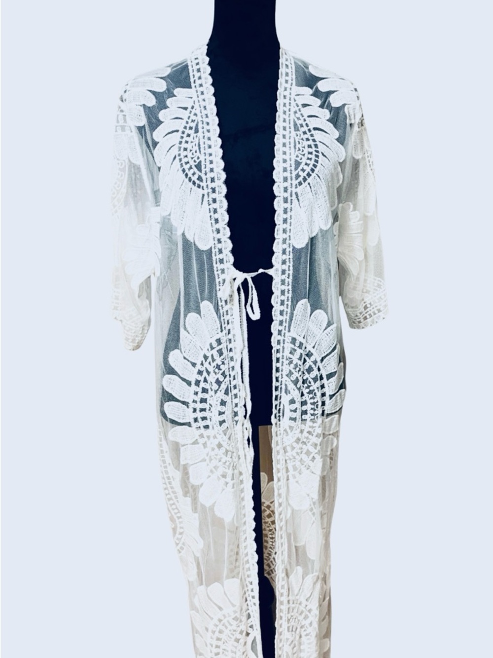 Serene lily Sheer Lace Kimono Cover-Up - Picture 7 of 7